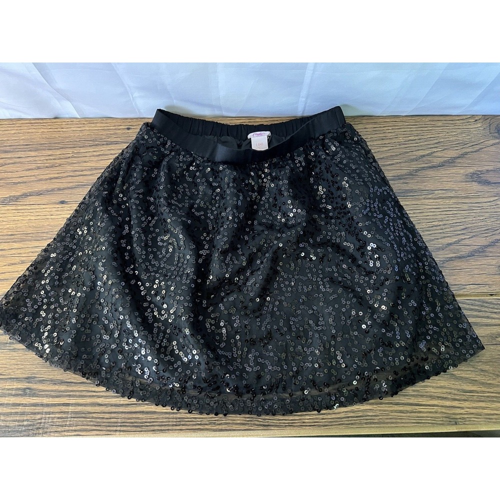 Candie's Juniors L 14 Black Sequin‎ Party Skirt – Glam Sparkle Y2K Trendy
